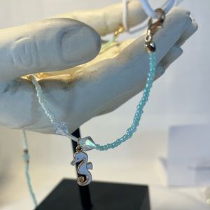 Accessories , face mask holder, string beads, handmade, seahorse & seashell